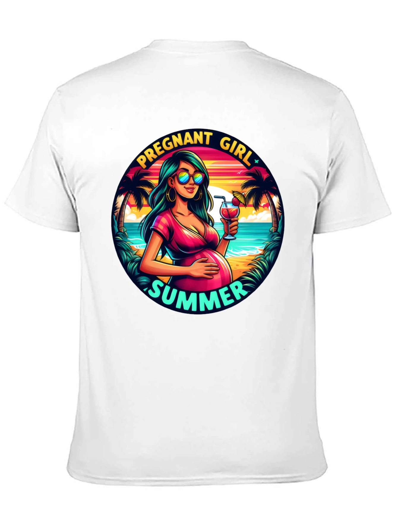Pregnant Girl Summer Graphic T-Shirt