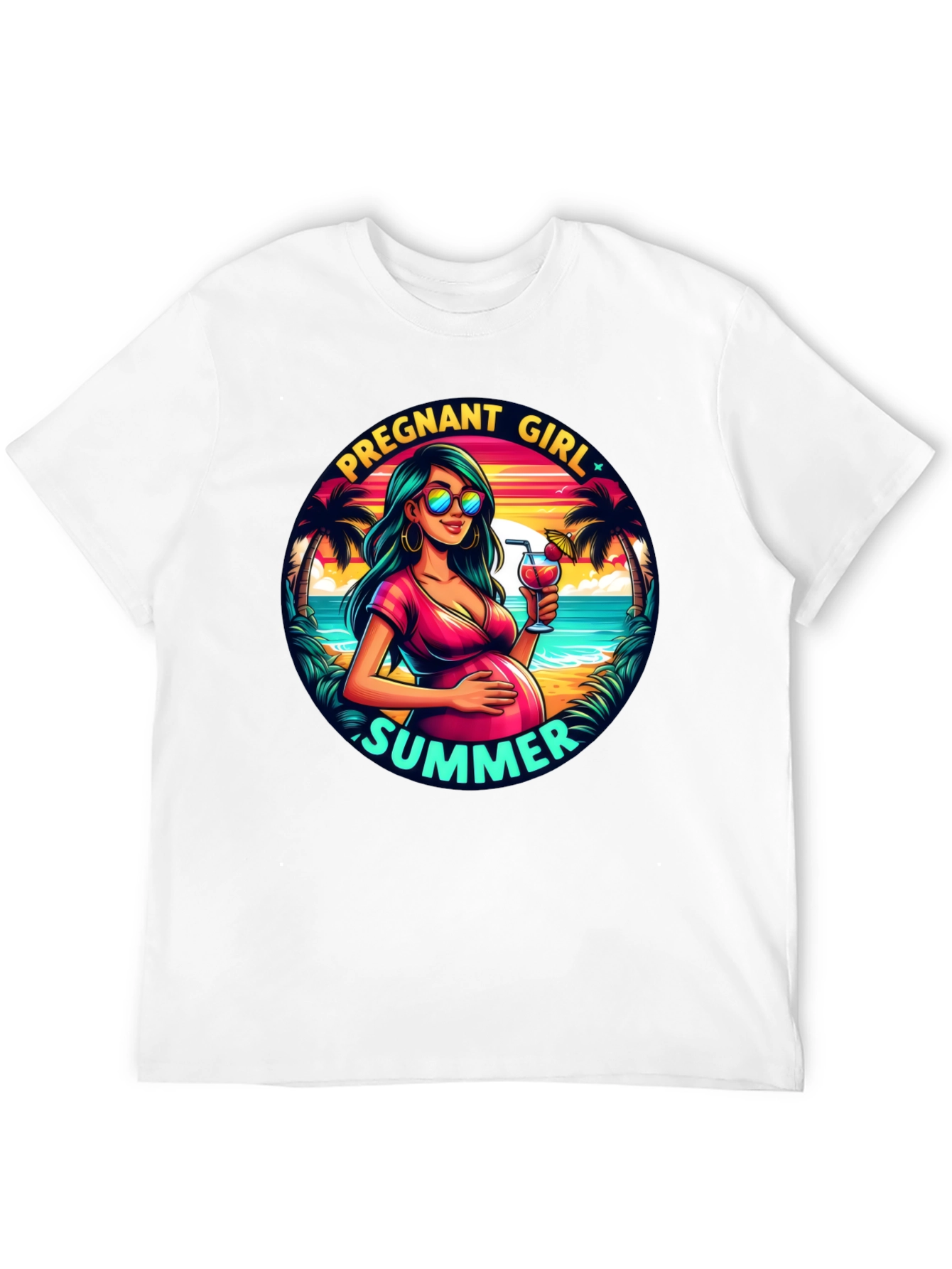 Pregnant Girl Summer Graphic T-Shirt
