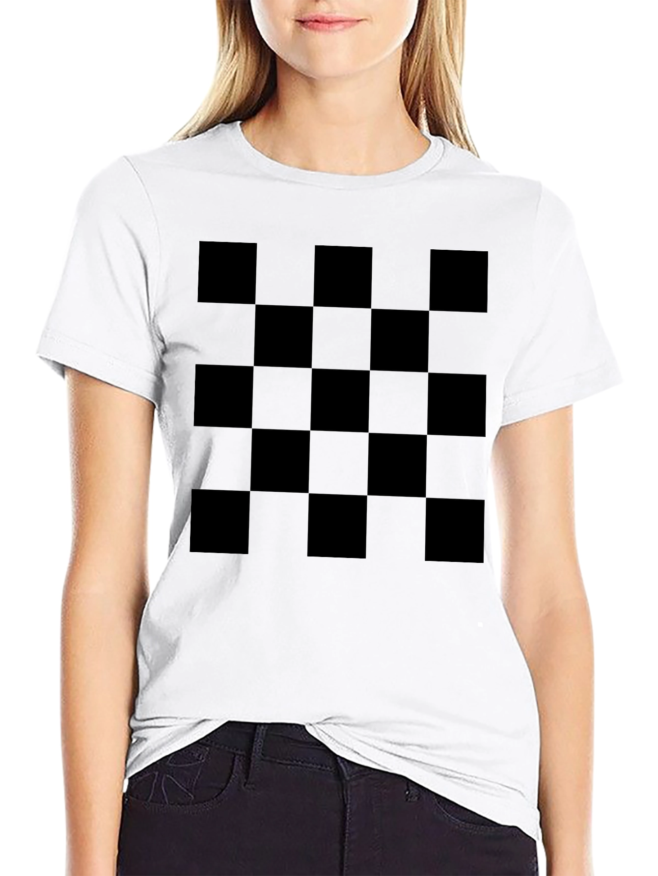 Checkered Black T-Shirt - Graphic Tee