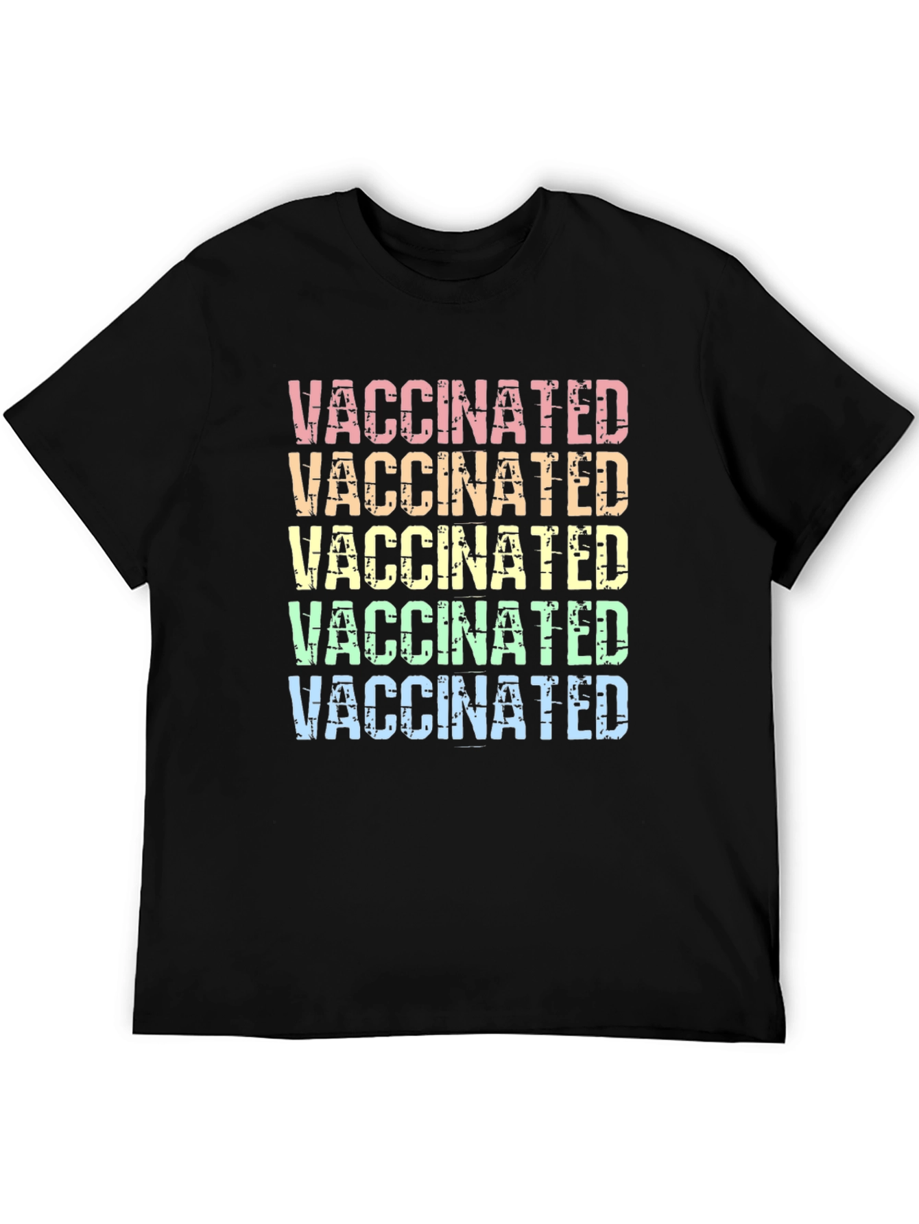 Vaccinated Rainbow Graphic T-Shirt Trendy Style