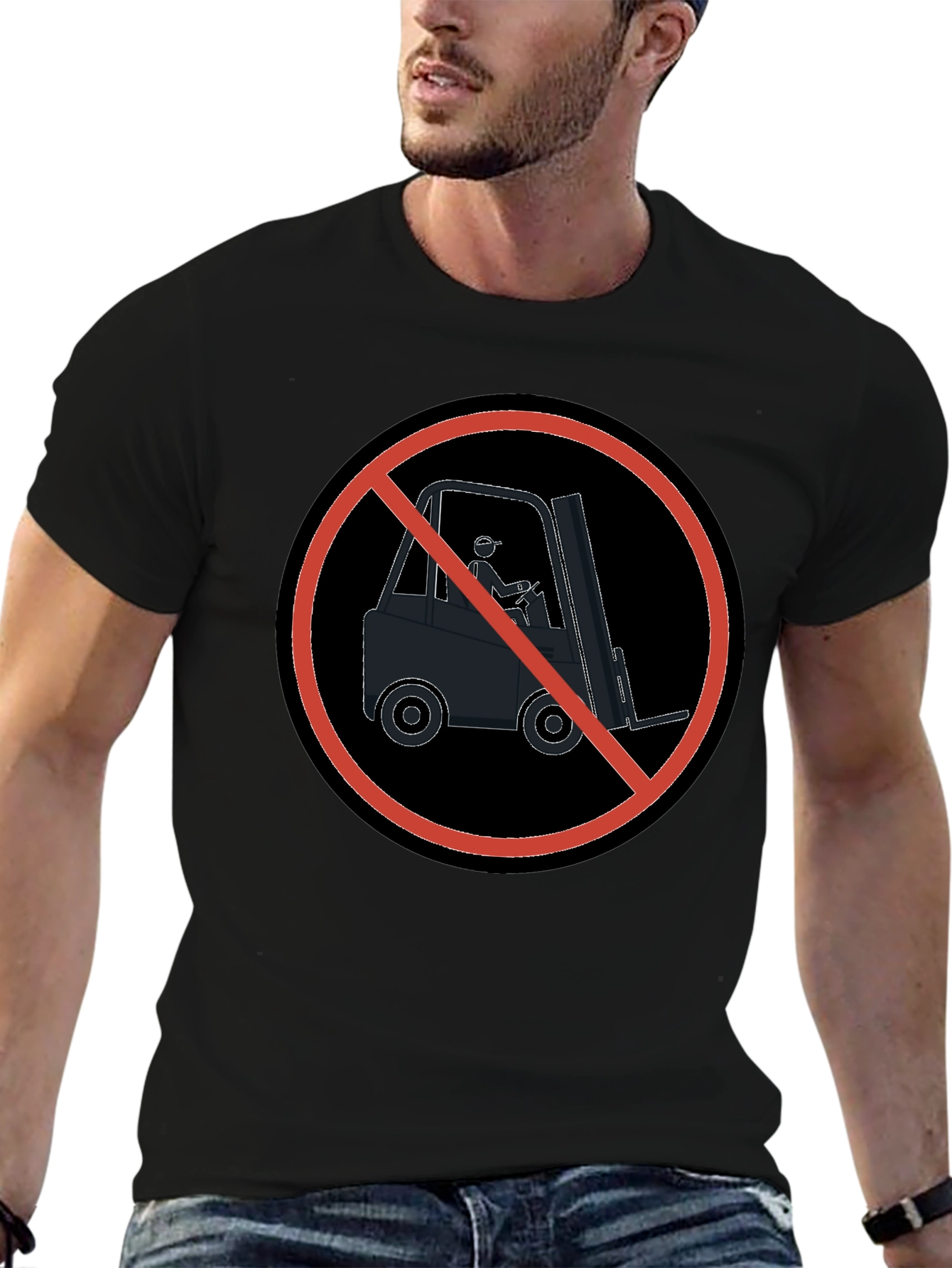 No Forklifts T-Shirt - Circle Symbol Graphic Tee