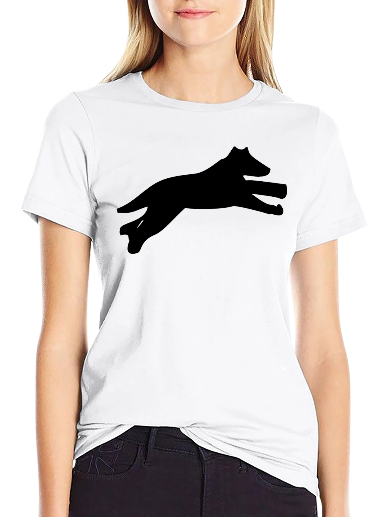 Black Wolf Silhouette Tee - Classic Crew Neck T-Shirt