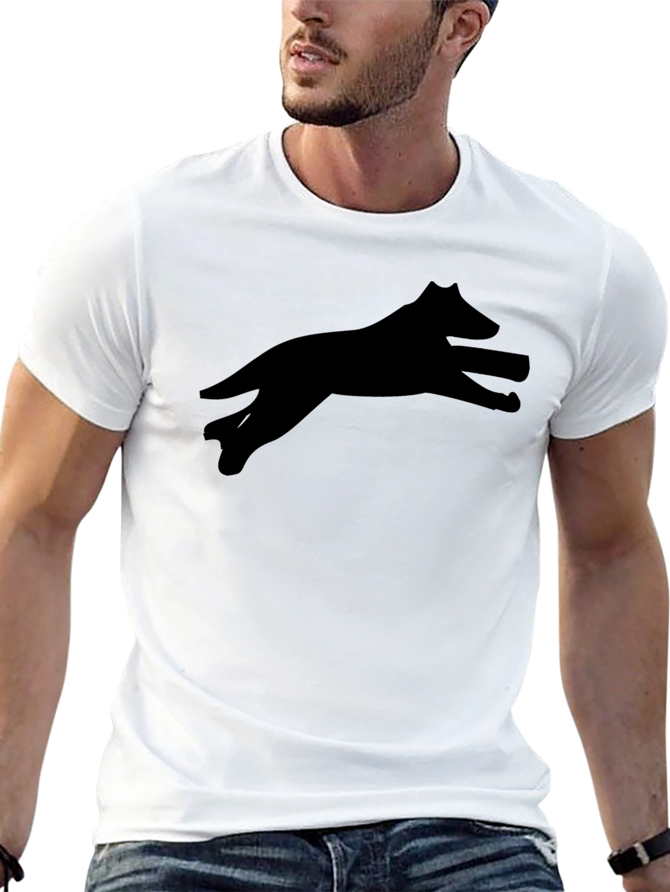 Black Wolf Silhouette Tee - Classic Crew Neck T-Shirt