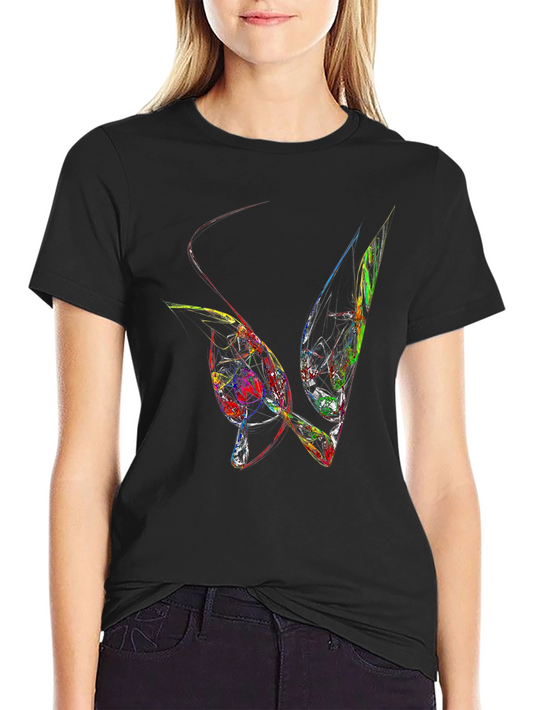 Abstract Butterfly Graphic Black T-Shirt