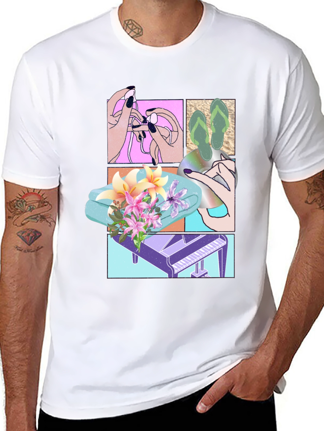 Unique Graphic T-Shirt with Collage Design