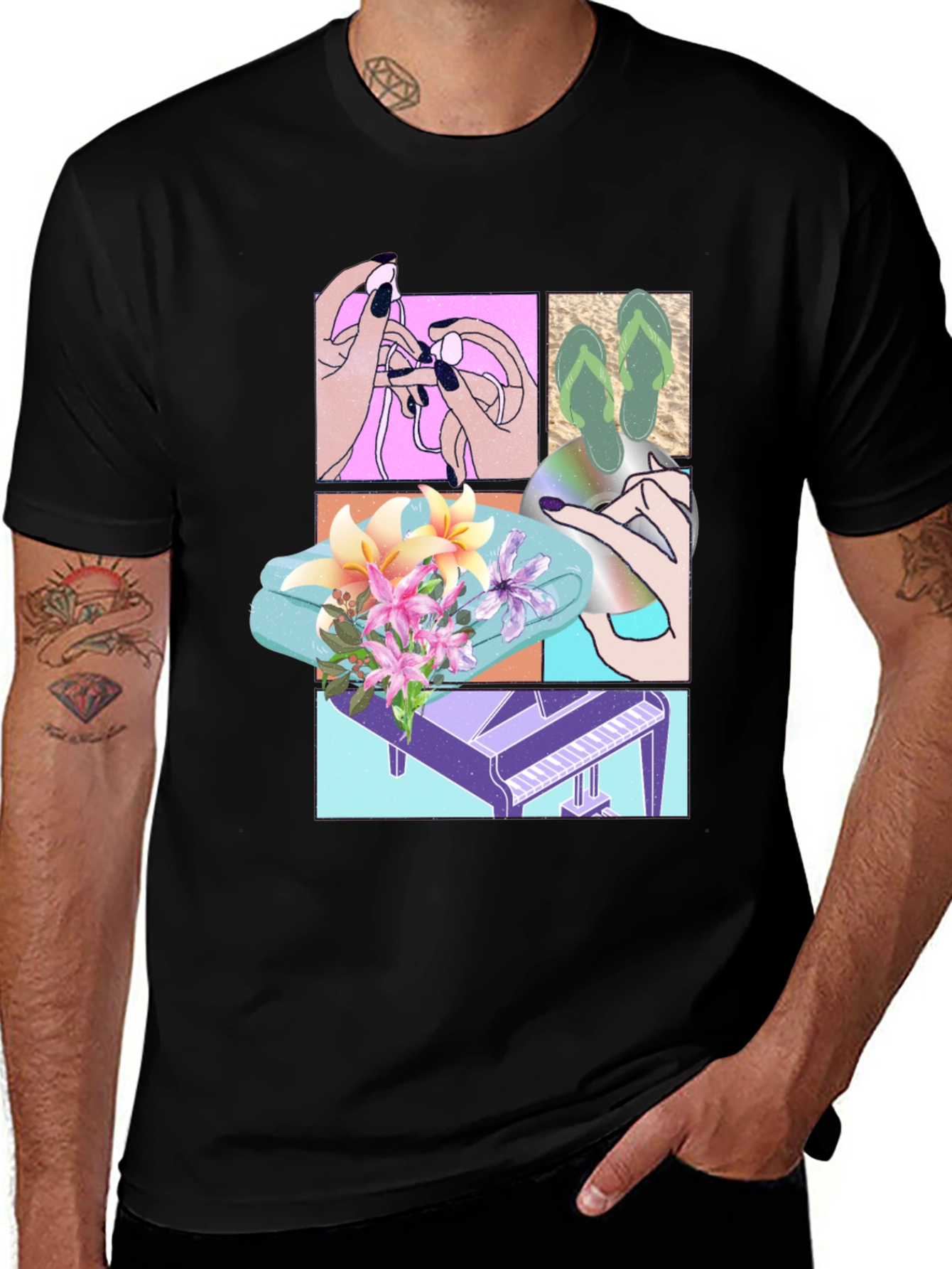 Unique Graphic T-Shirt with Collage Design