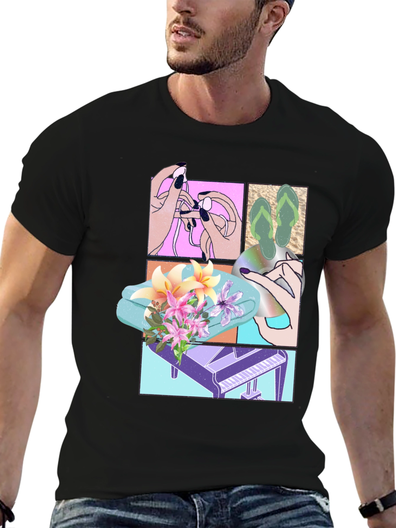 Unique Graphic T-Shirt with Collage Design