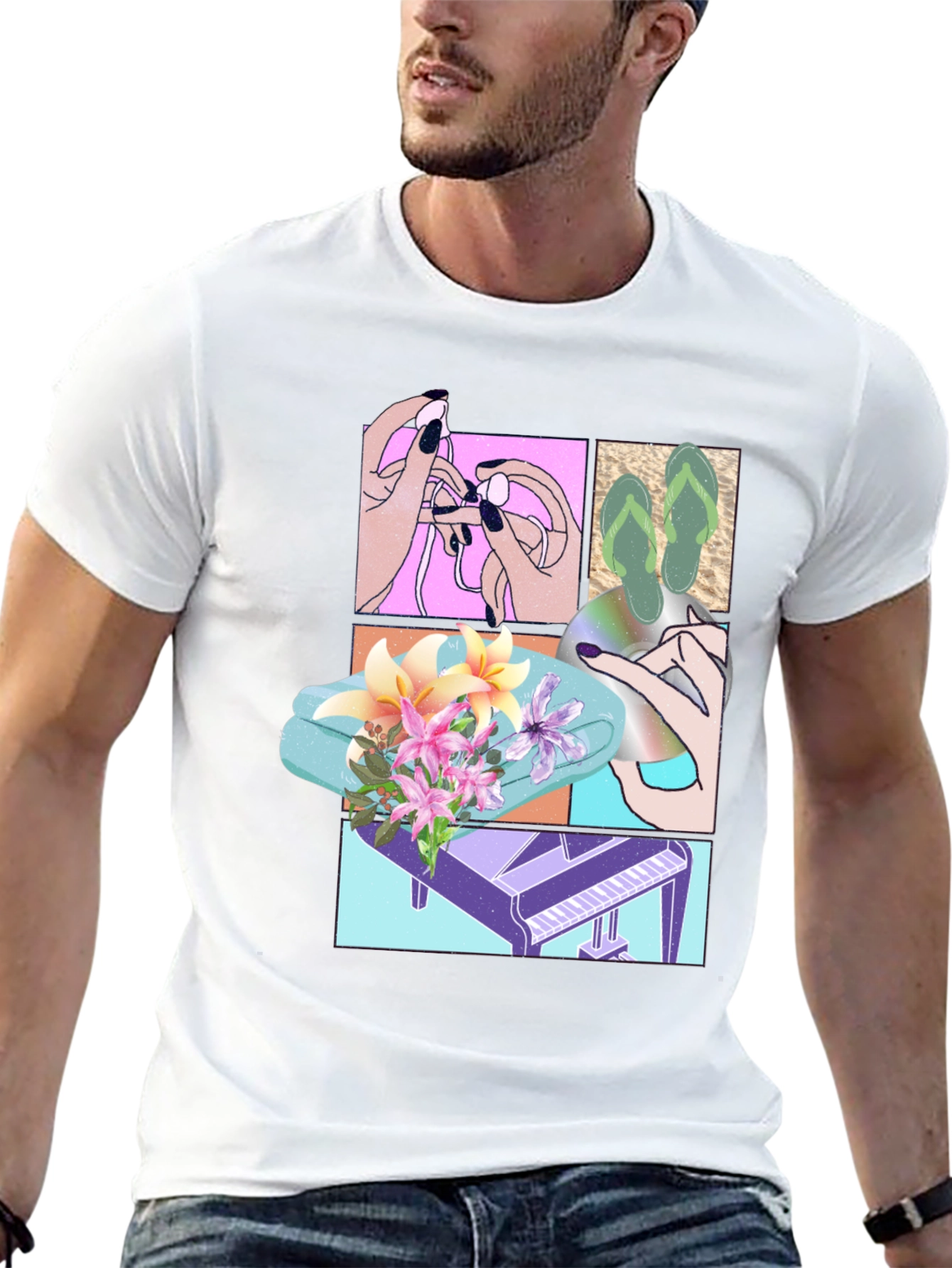 Unique Graphic T-Shirt with Collage Design