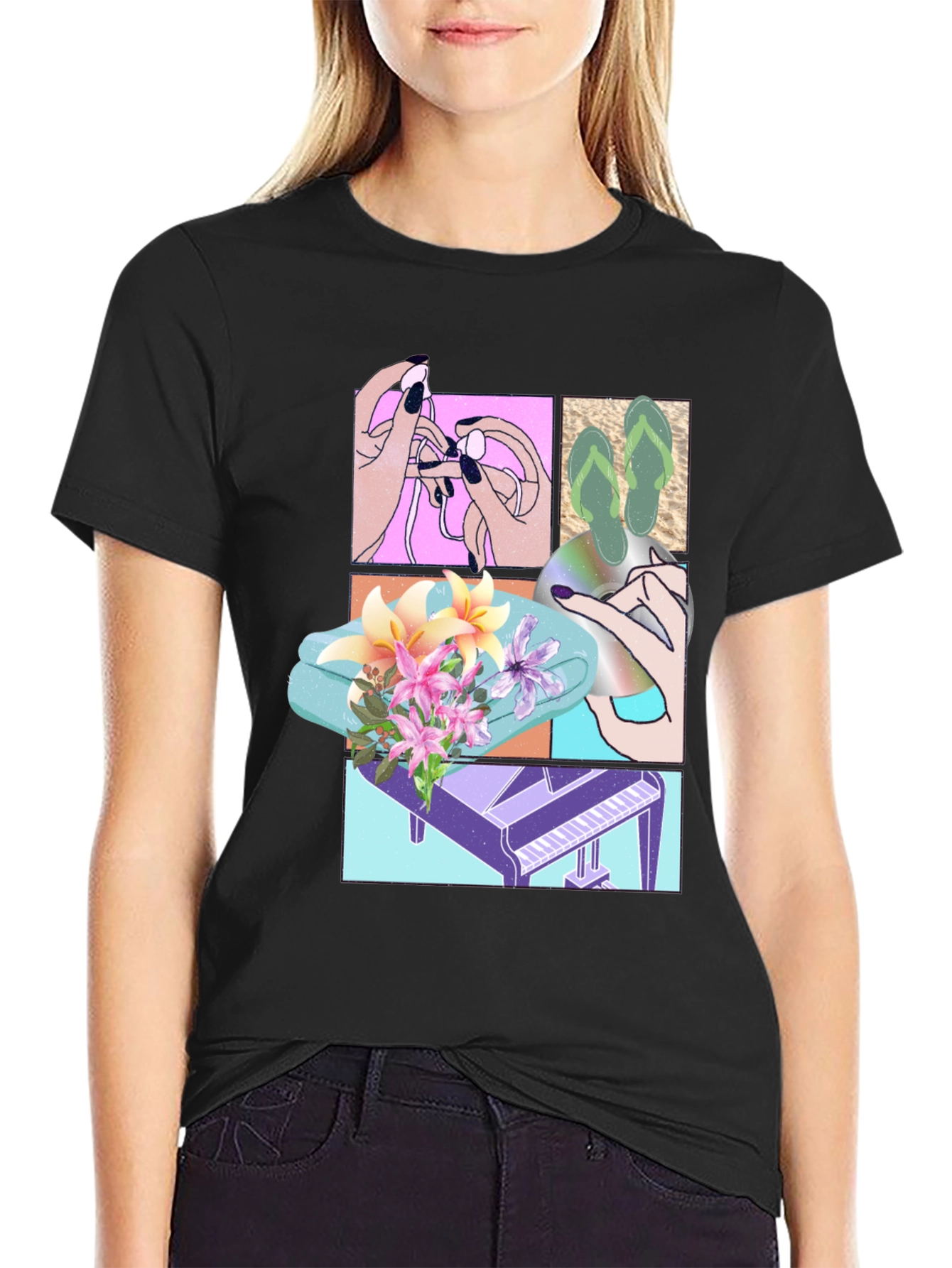 Unique Graphic T-Shirt with Collage Design