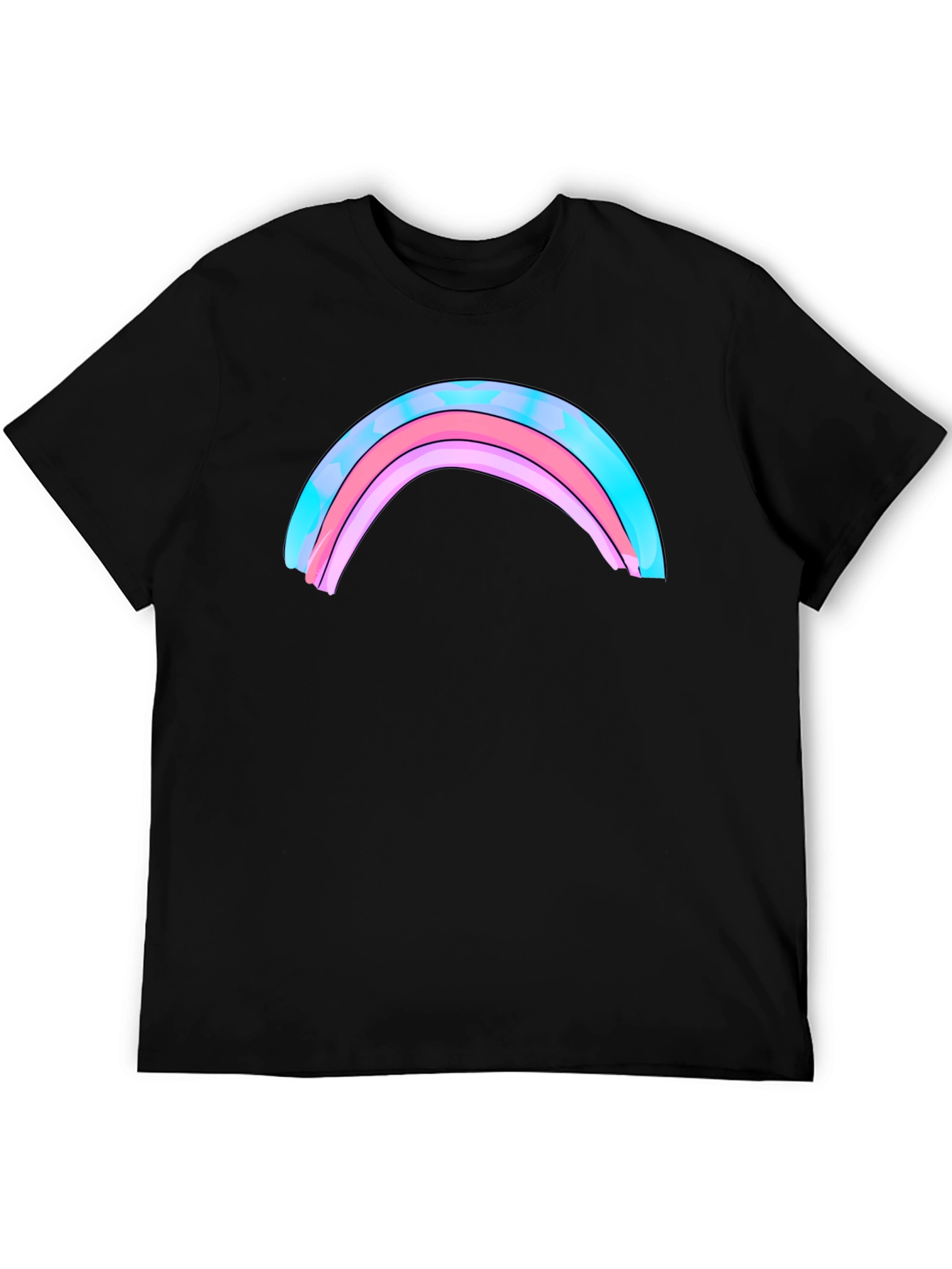 Rainbow Graphic Print Mens Black T-Shirt