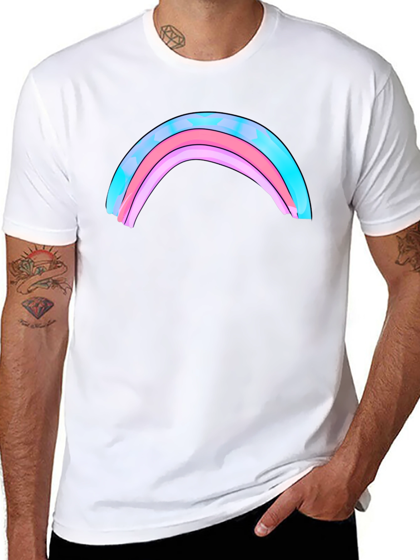 Rainbow Graphic Print Mens Black T-Shirt