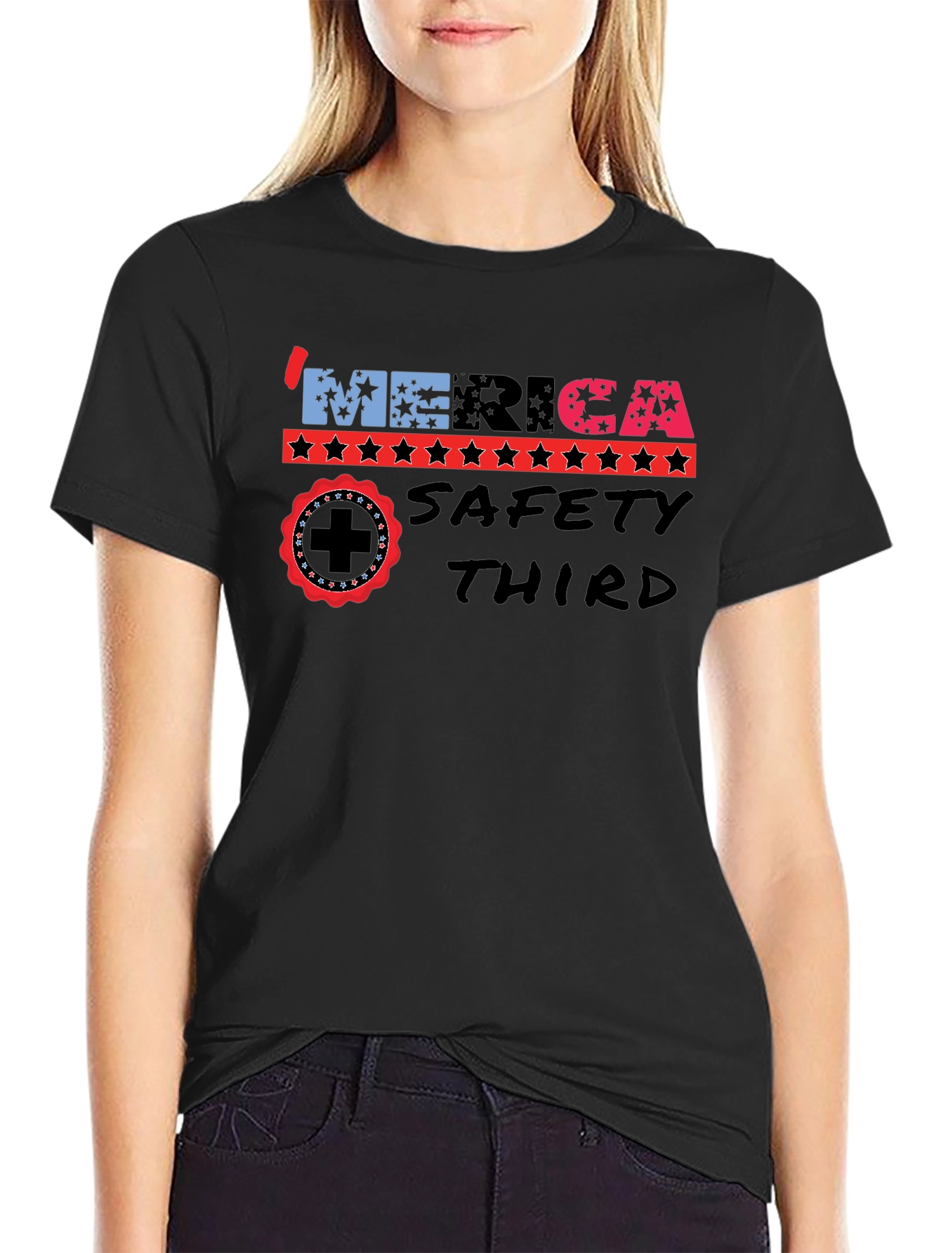 Patriotic Merica Safety Third Graphic T-Shirt