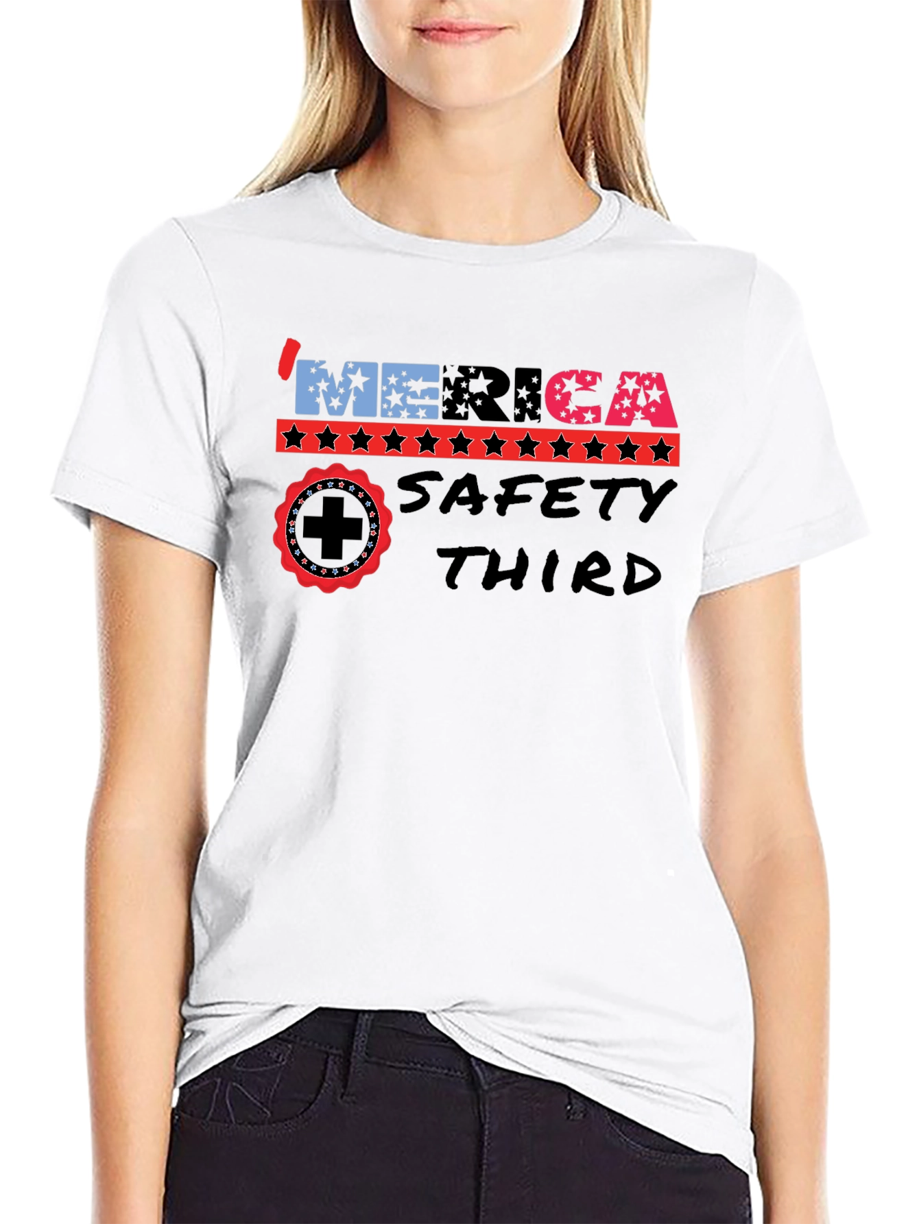 Patriotic Merica Safety Third Graphic T-Shirt