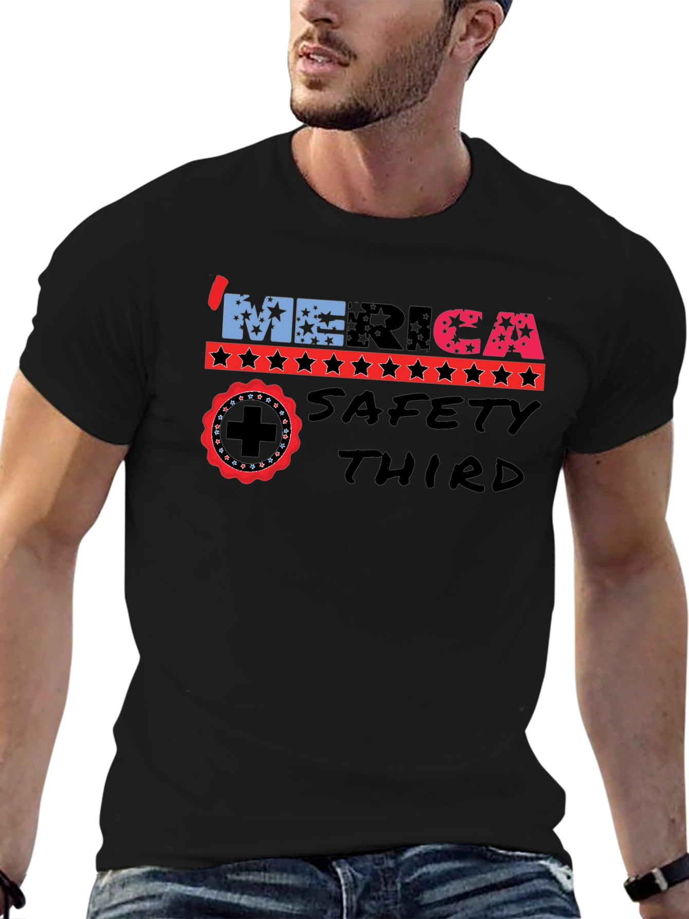 Patriotic Merica Safety Third Graphic T-Shirt