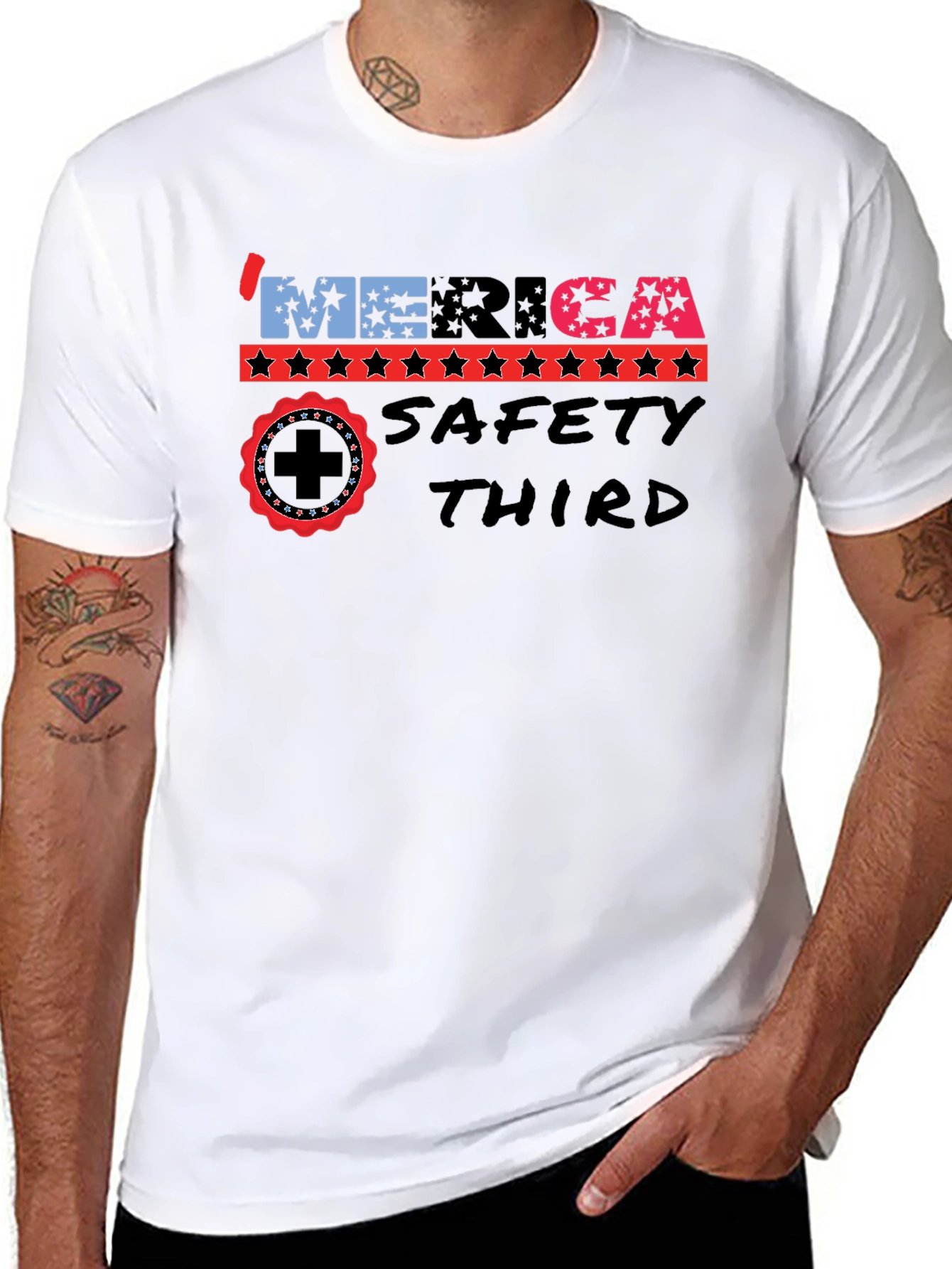 Patriotic Merica Safety Third Graphic T-Shirt