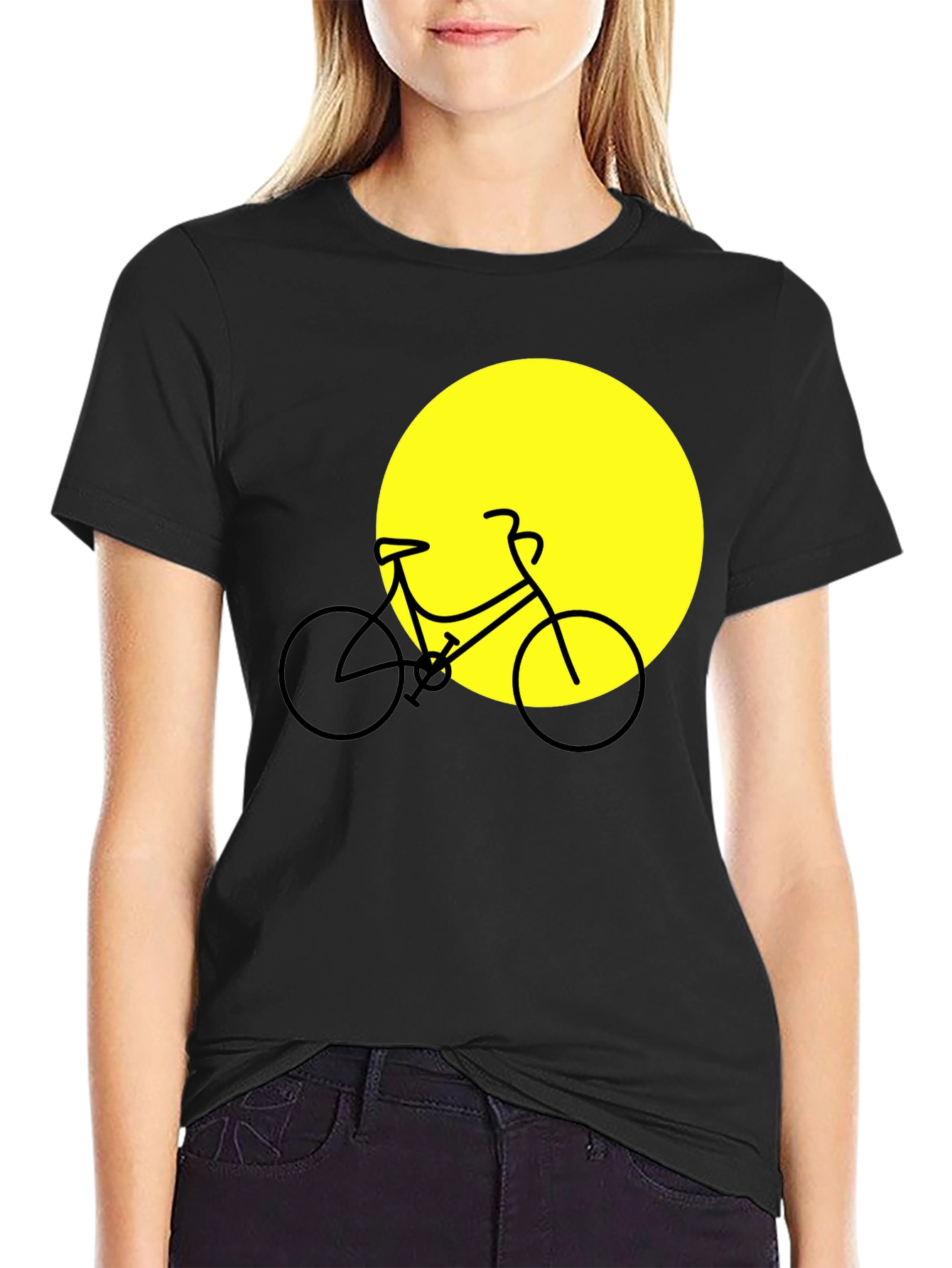 Bike Silhouette Graphic Tee - Black Cotton Blend