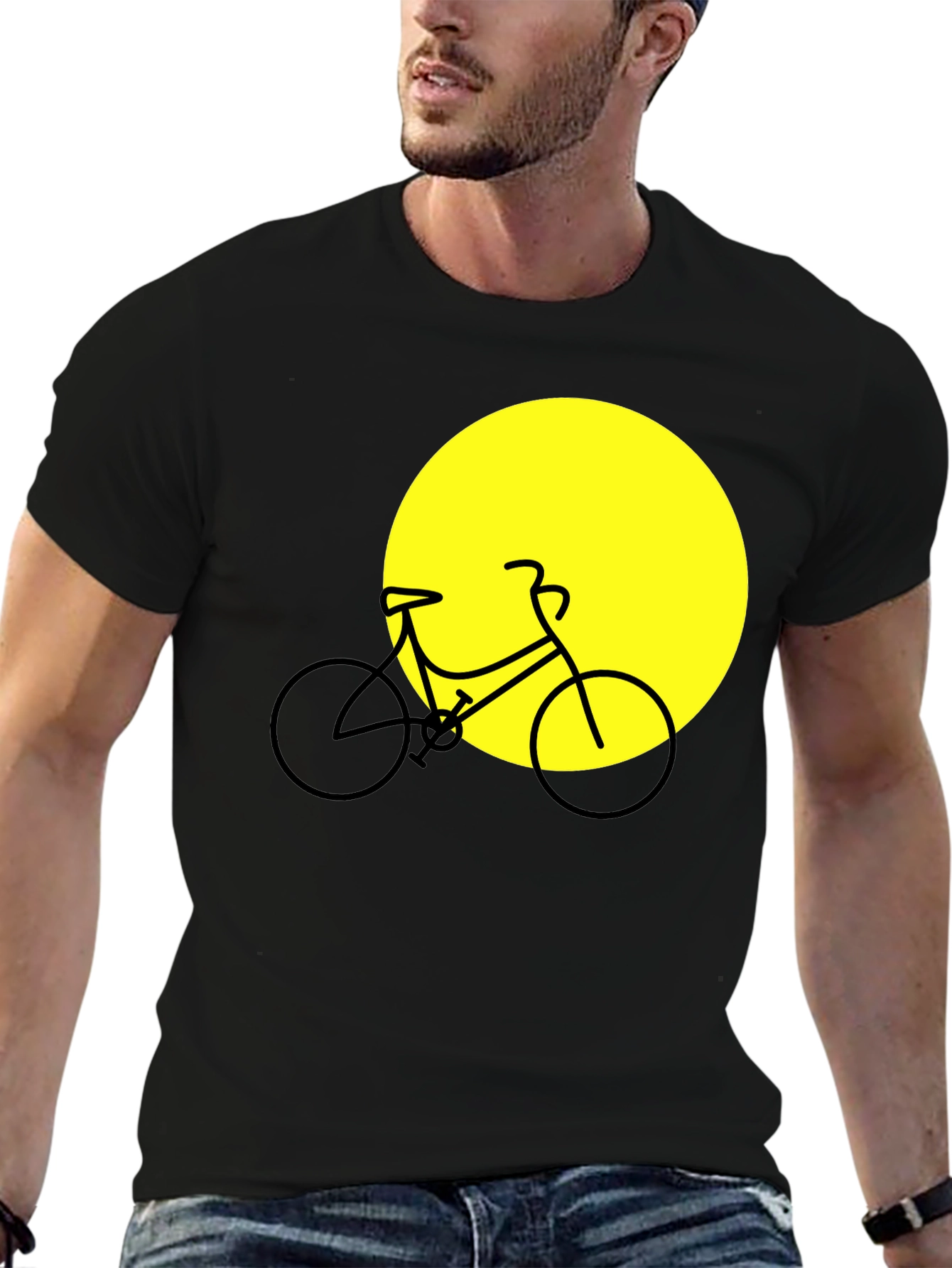 Bike Silhouette Graphic Tee - Black Cotton Blend