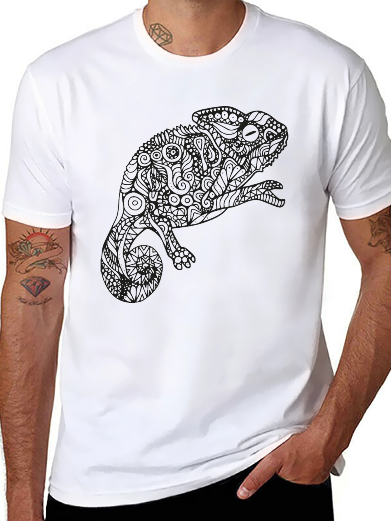 Chameleon Graphic Tee - Unique Print Soft Cotton