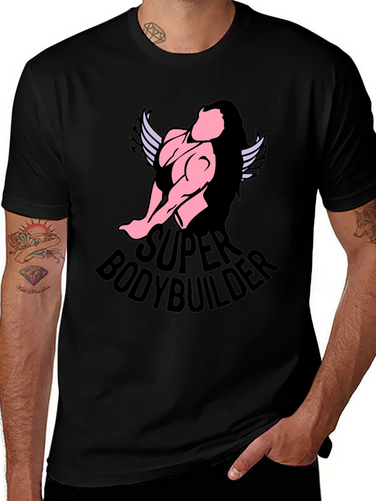 Super Bodybuilder Graphic T-Shirt - Black Cotton Tee