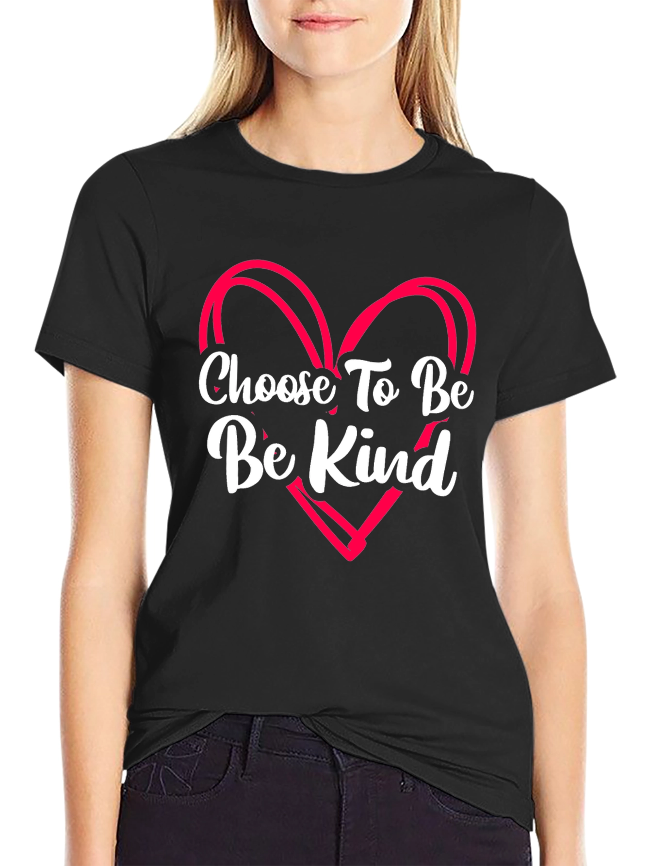 Choose To Be Kind Black T-Shirt with Heart