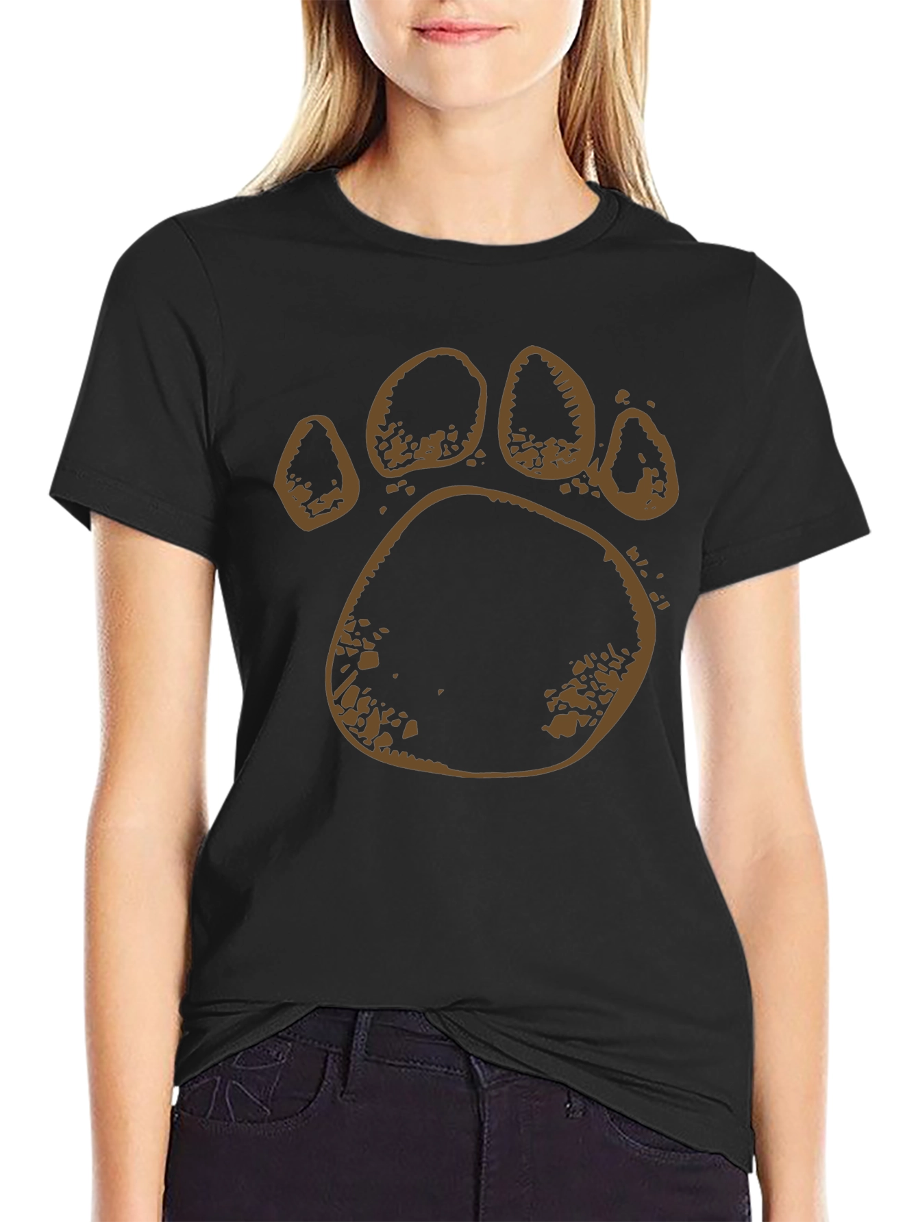 Bear Paw Print Black T-Shirt
