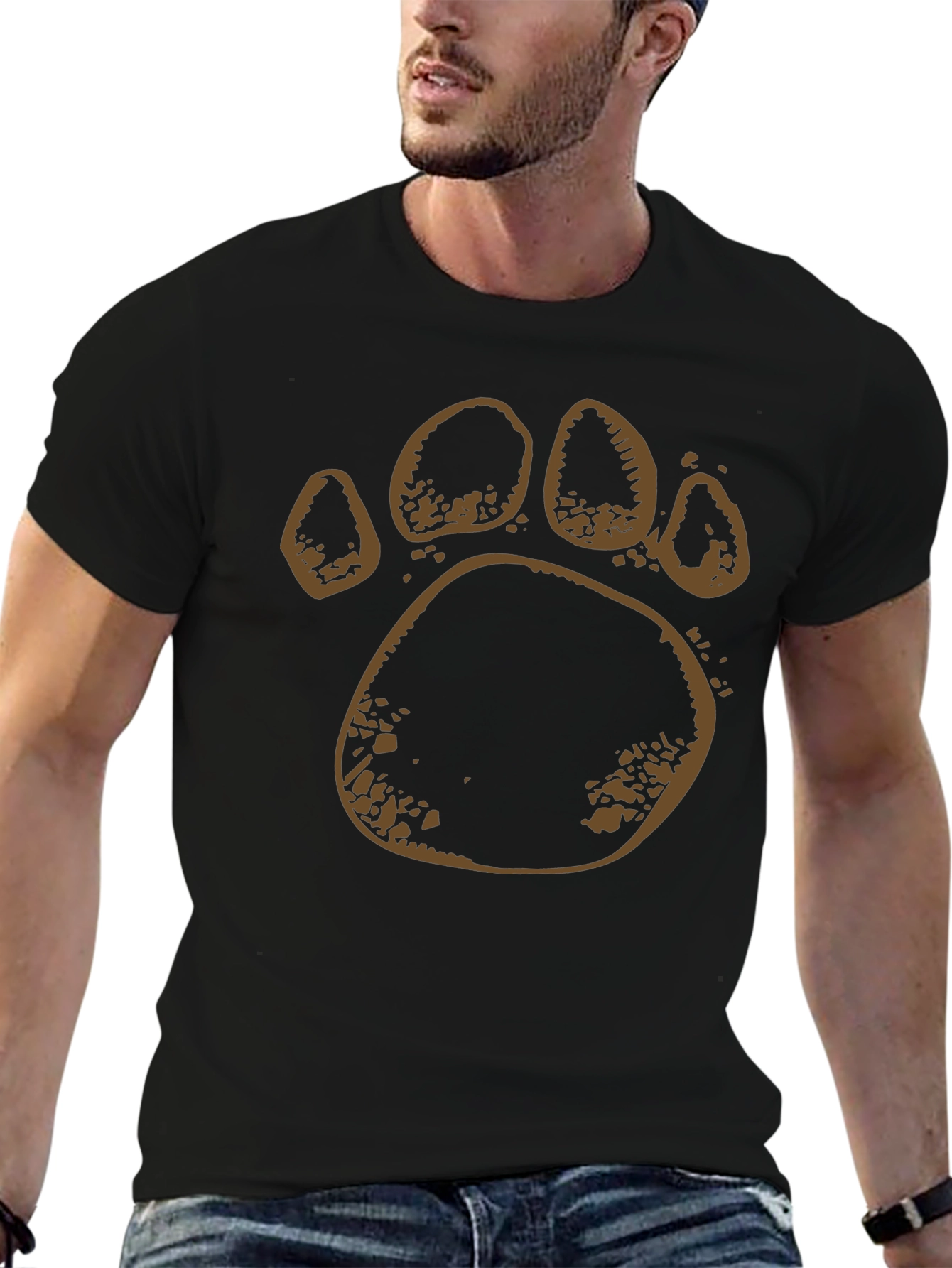 Bear Paw Print Black T-Shirt