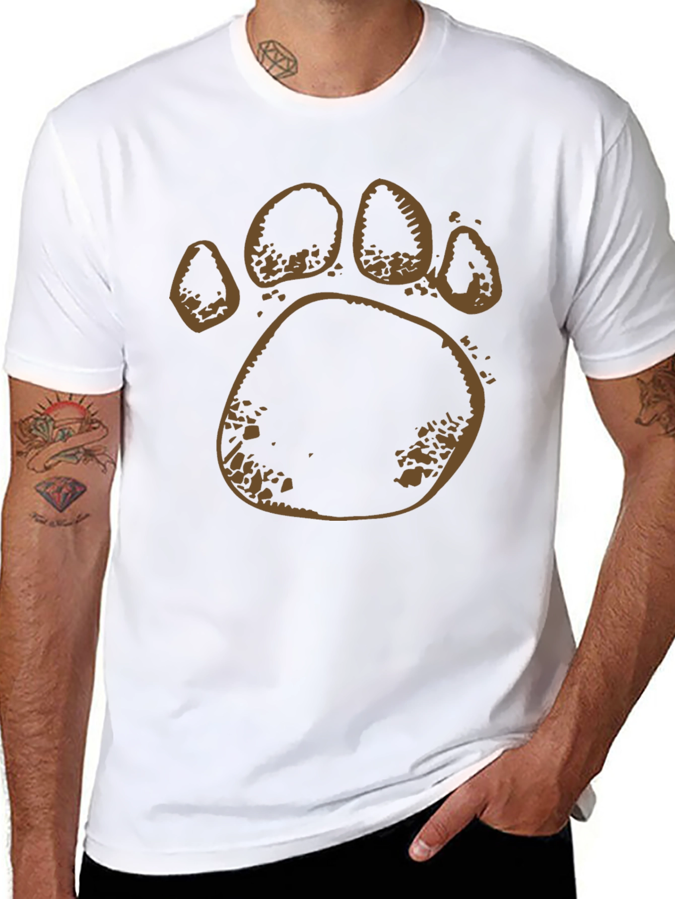 Bear Paw Print Black T-Shirt