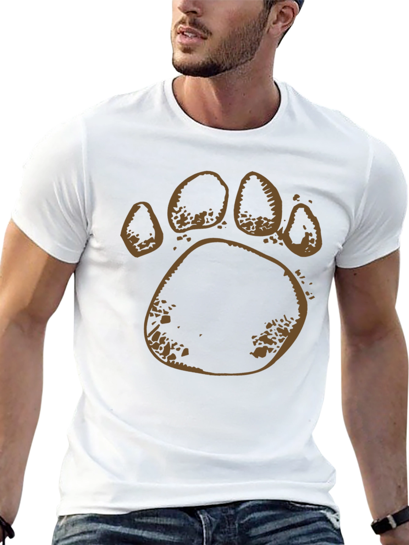 Bear Paw Print Black T-Shirt