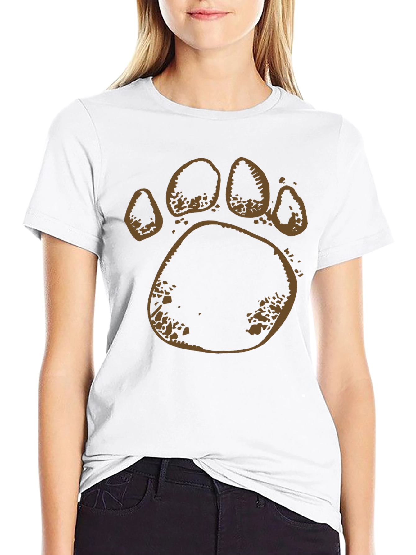 Bear Paw Print Black T-Shirt