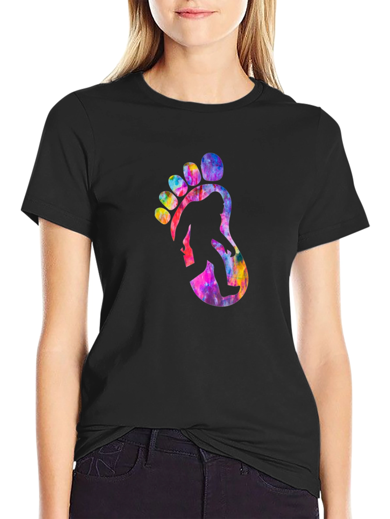 Bigfoot Tie Dye Footprint Graphic Tee
