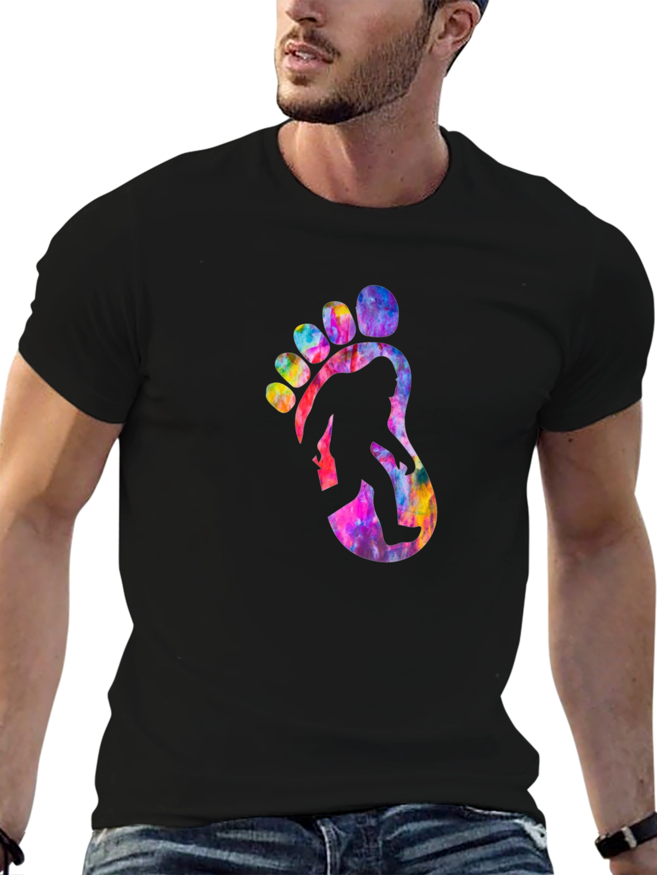 Bigfoot Tie Dye Footprint Graphic Tee