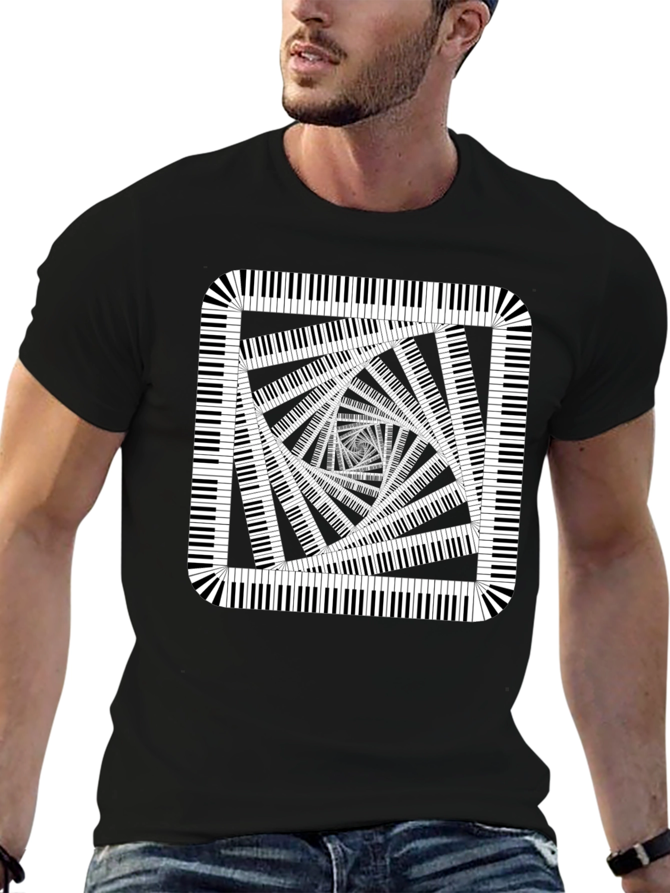 Piano Key Illusion Black T-Shirt
