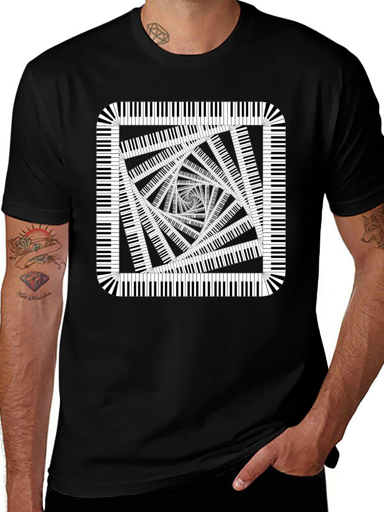 Piano Key Illusion Black T-Shirt