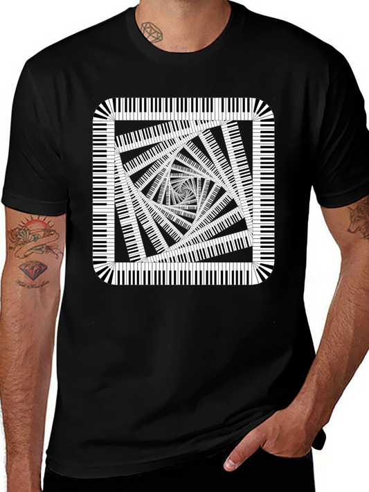 Piano Key Illusion Black T-Shirt
