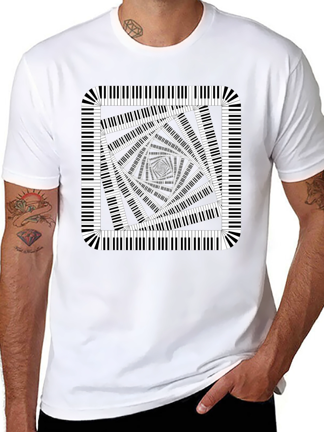 Piano Key Illusion Black T-Shirt
