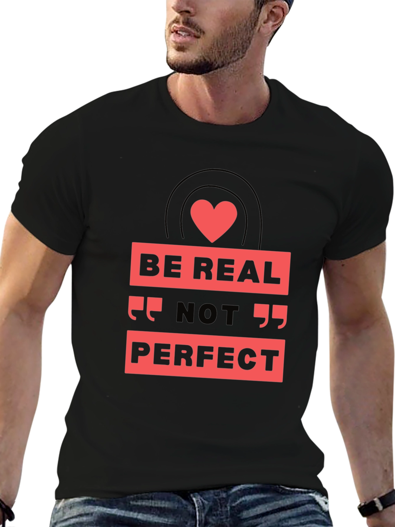 Be Real Not Perfect Graphic Tee - Black