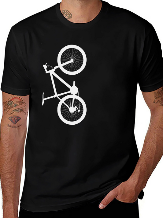 Black T-Shirt with White Bicycle Graphic
