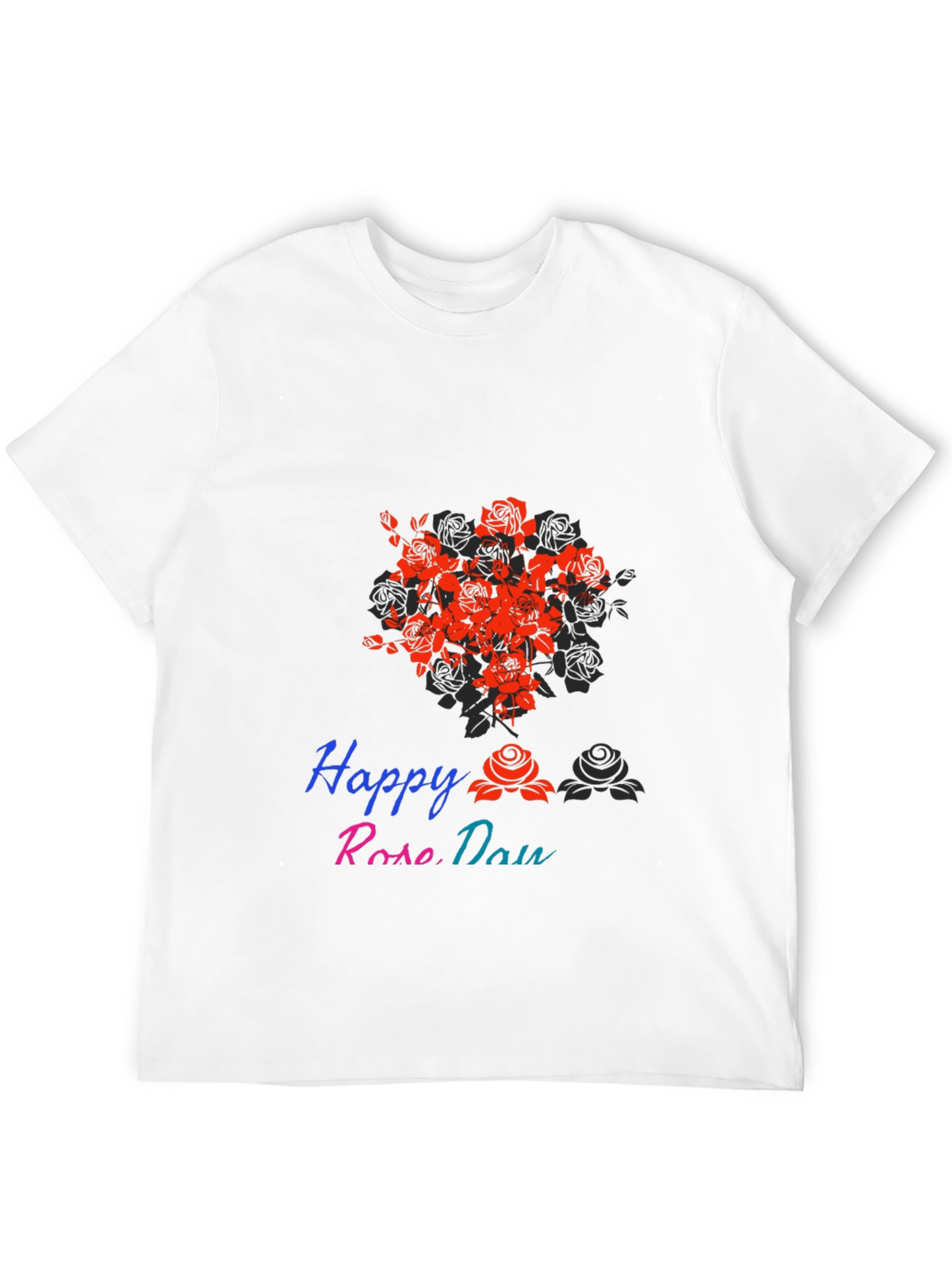 Happy Rose Day Black T-Shirt