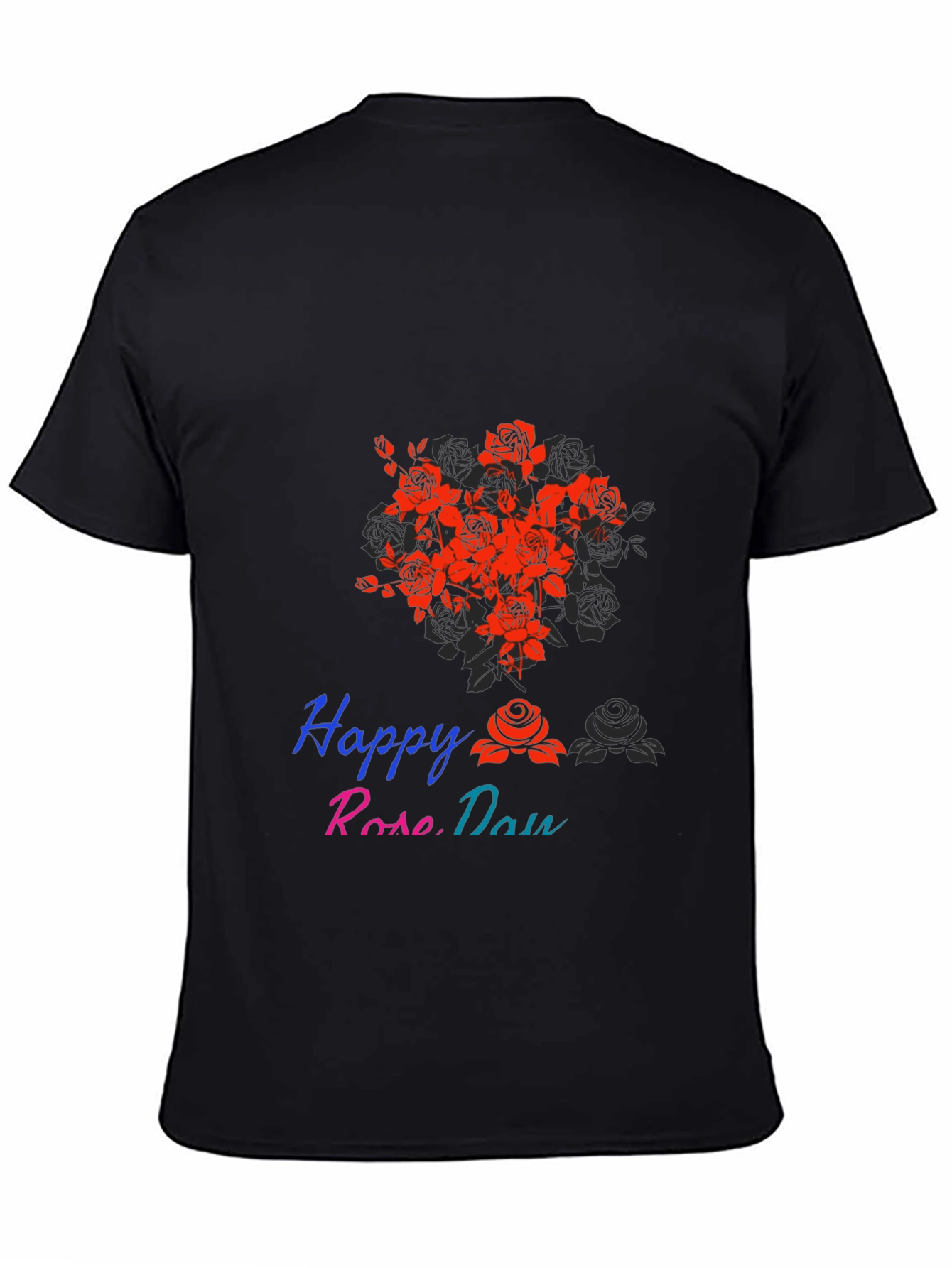 Happy Rose Day Black T-Shirt