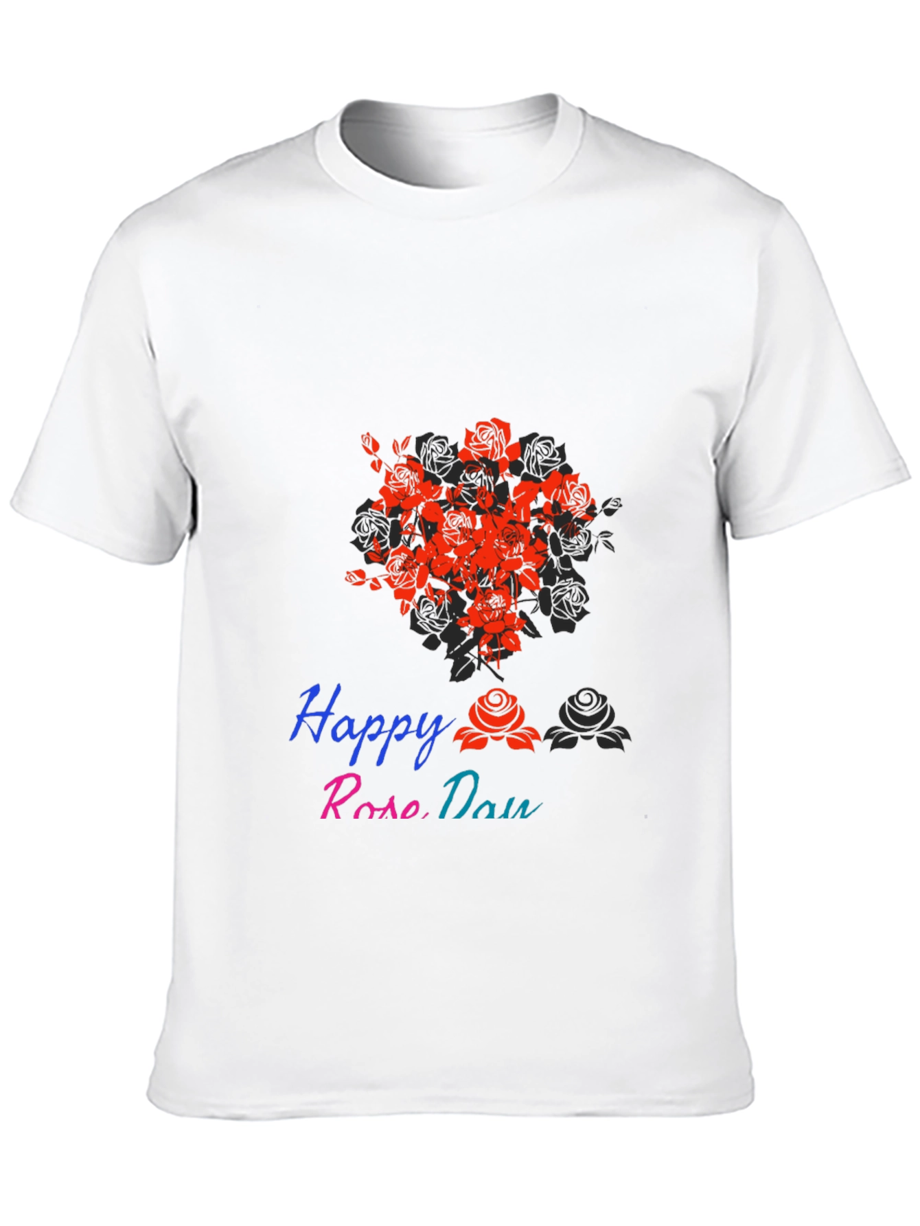 Happy Rose Day Black T-Shirt