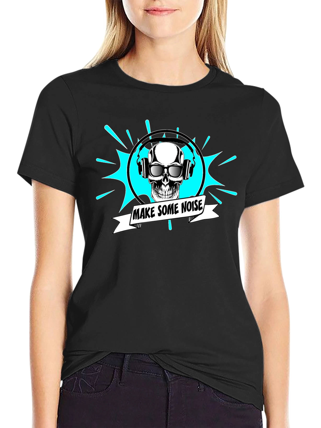Make Some Noise Skull Tee - Black Graphic T-Shirt