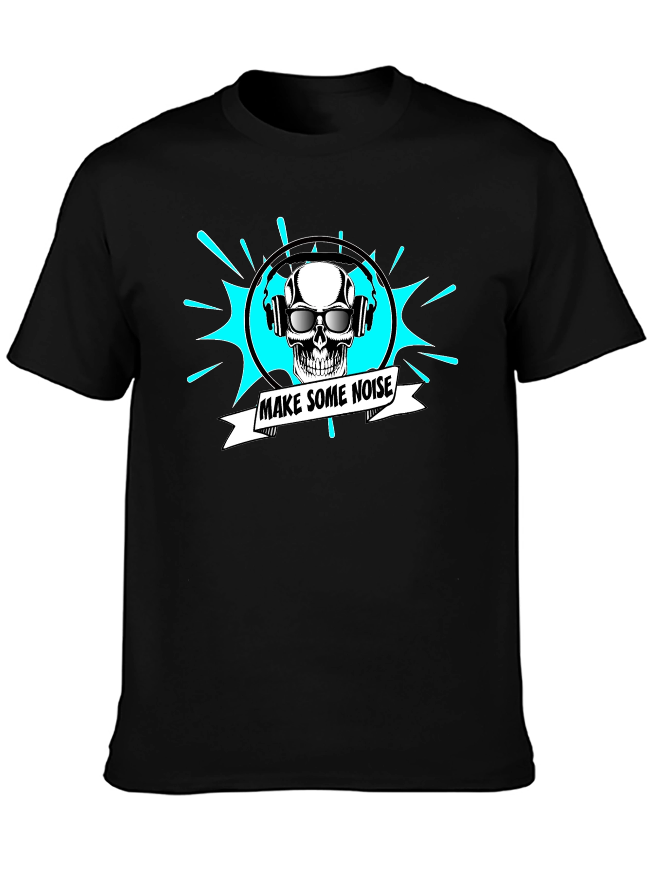 Make Some Noise Skull Tee - Black Graphic T-Shirt