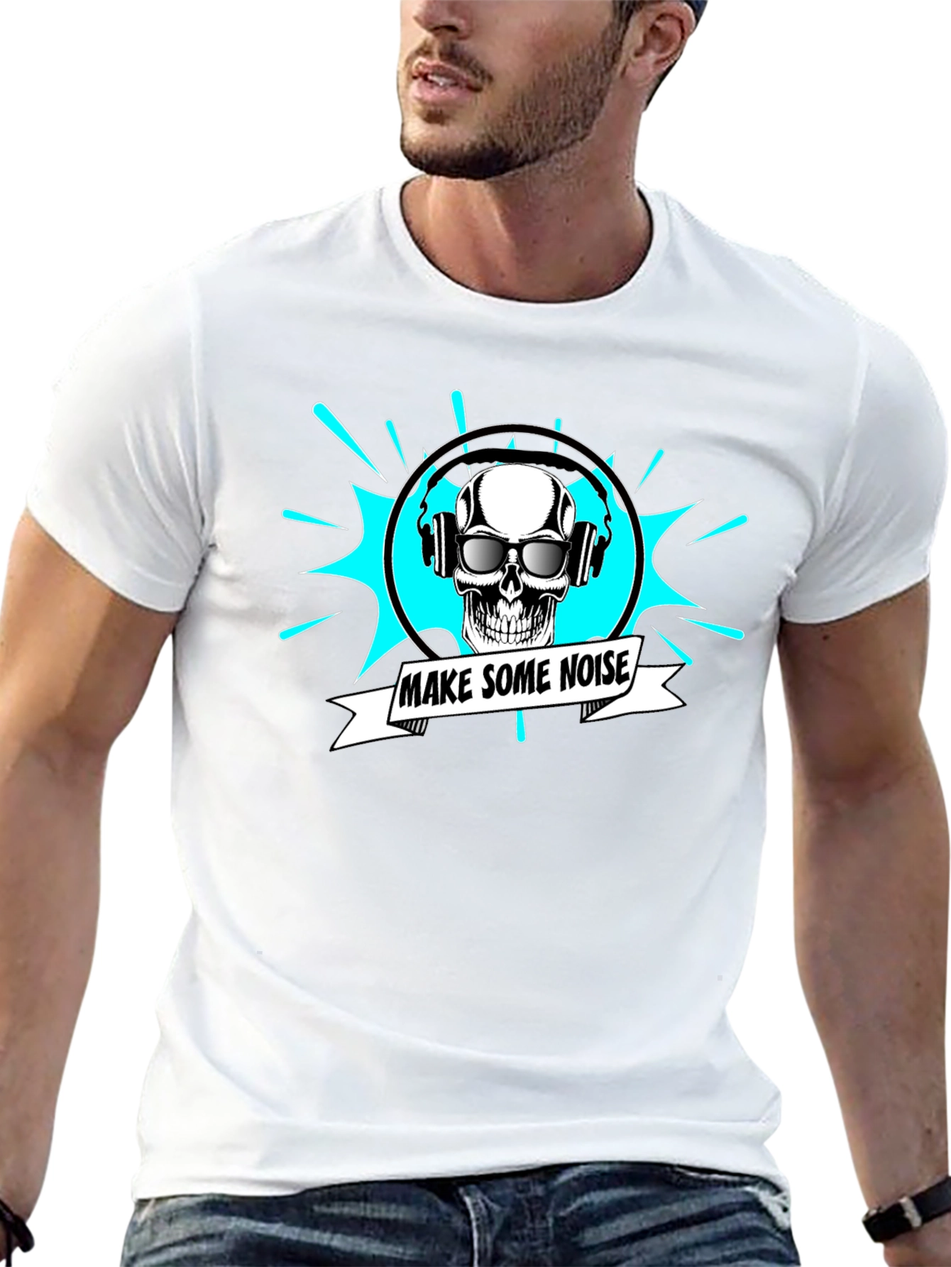 Make Some Noise Skull Tee - Black Graphic T-Shirt