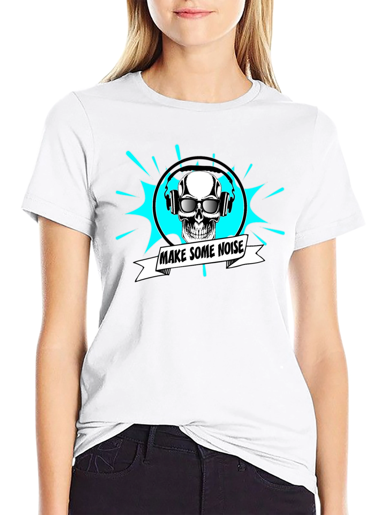 Make Some Noise Skull Tee - Black Graphic T-Shirt