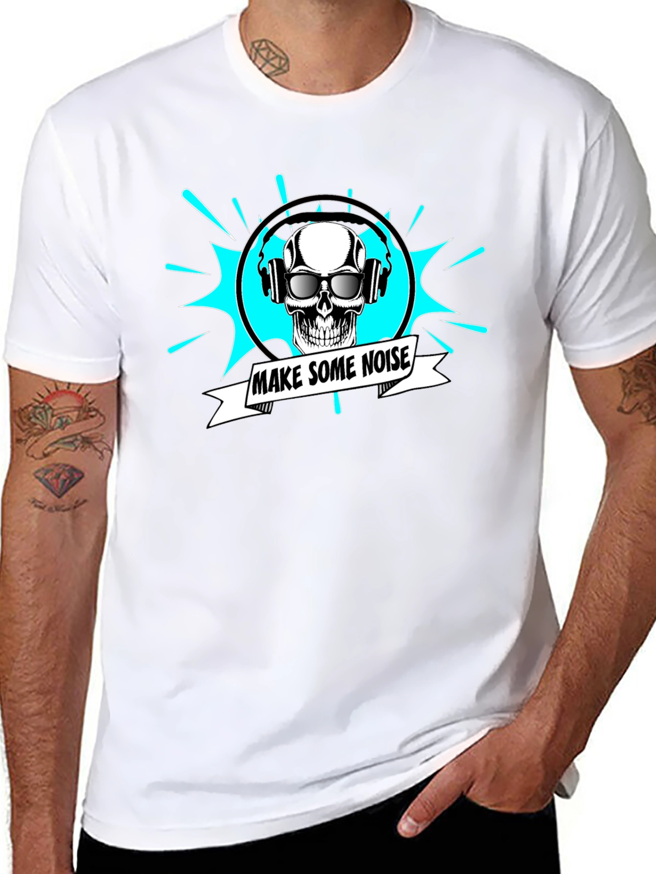 Make Some Noise Skull Tee - Black Graphic T-Shirt