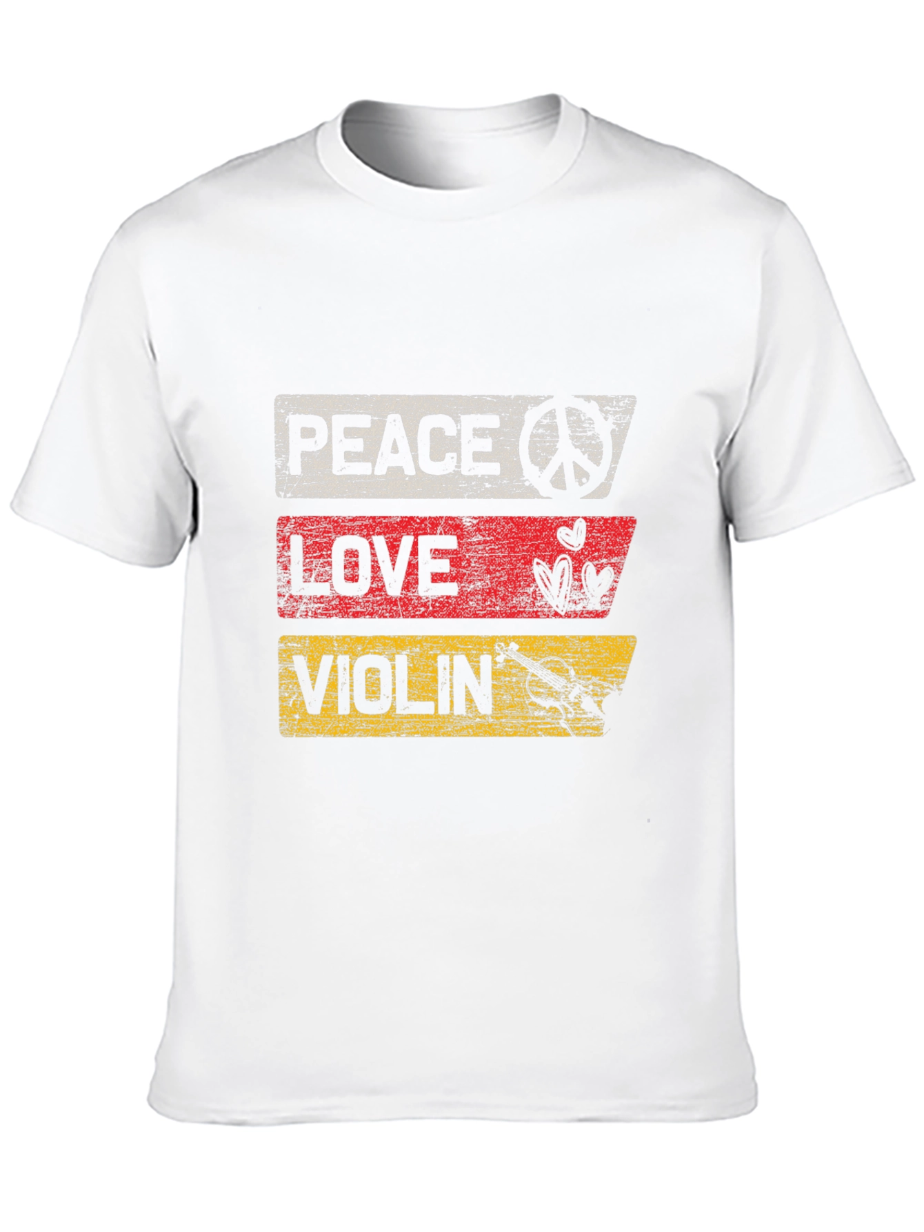 Peace Love Violin Graphic T-Shirt - Black