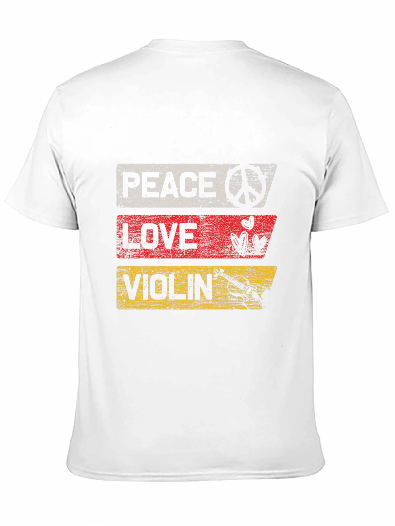 Peace Love Violin Graphic T-Shirt - Black
