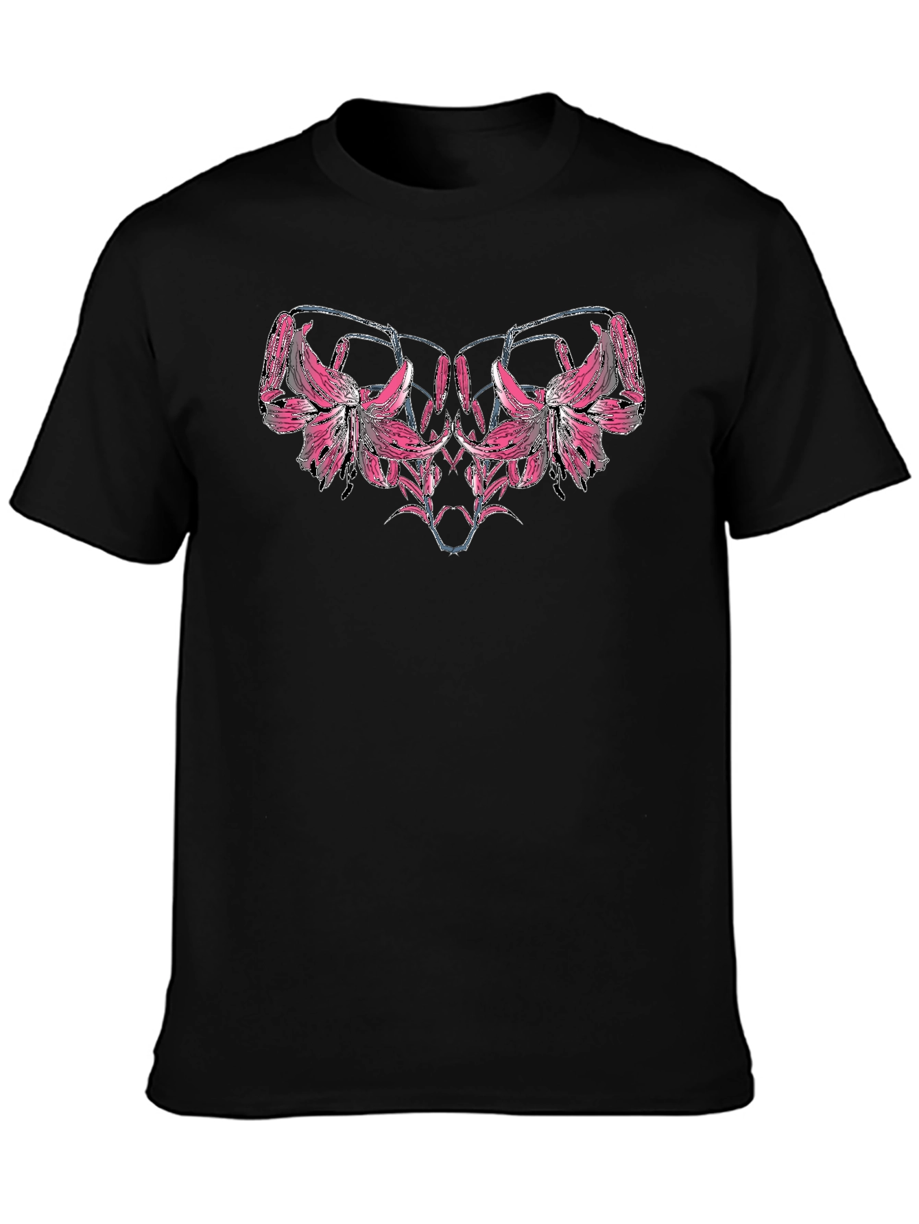 Floral Graphic Tee - Black Cotton Blend