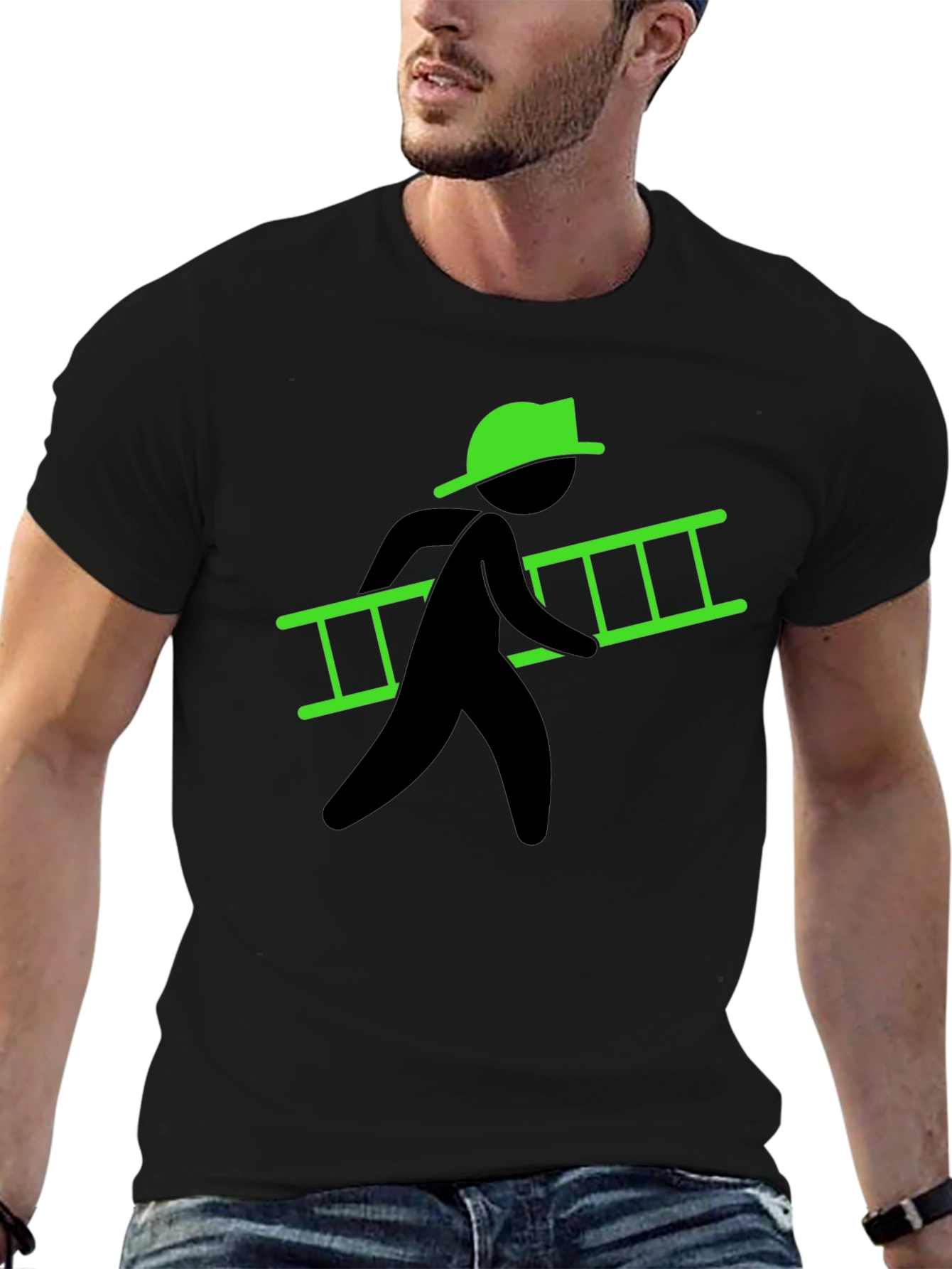 Ladder Carrier Graphic Tee - Black Cotton
