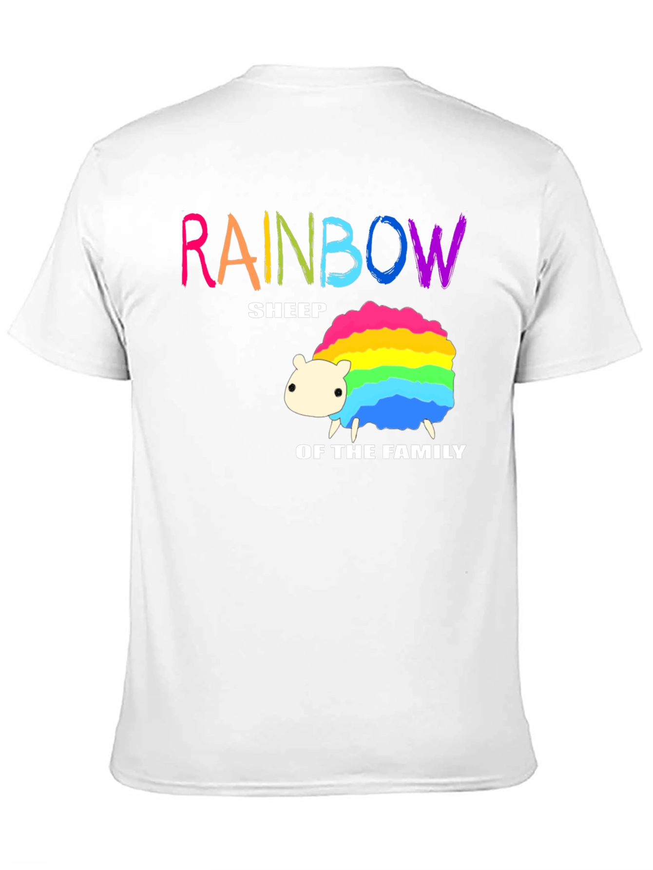 Rainbow Sheep Family T-Shirt - Black Cotton Graphic Tee